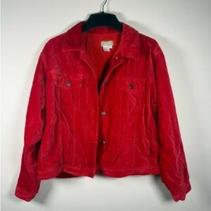 Stylish Red Corduroy Jean Jacket